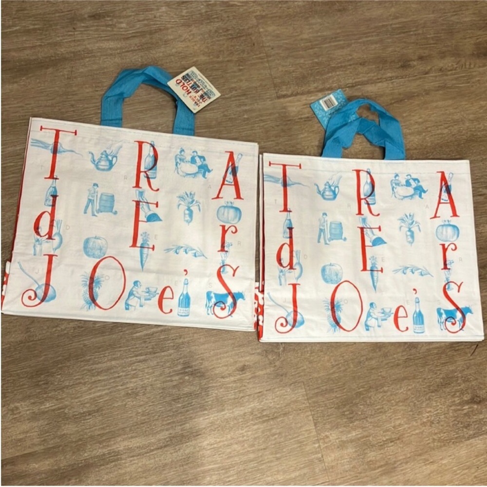 (2) Trader Joe’s reusable grocery bag for holding bottles